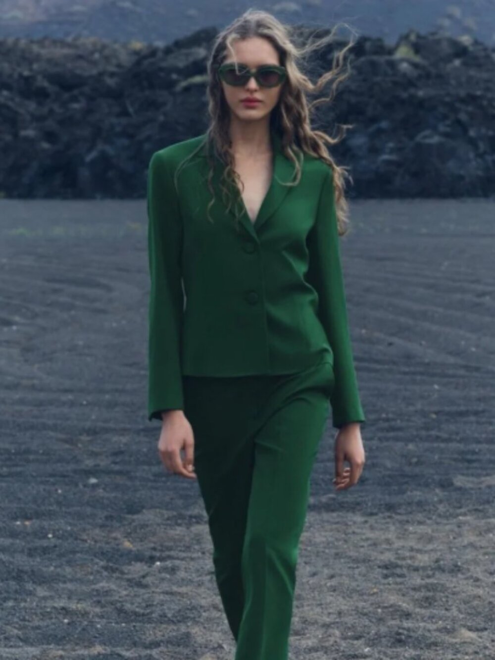NWT ZARA Emerald Green Tailored Women's Suit Pants Jacket Sz M Pant Sz S